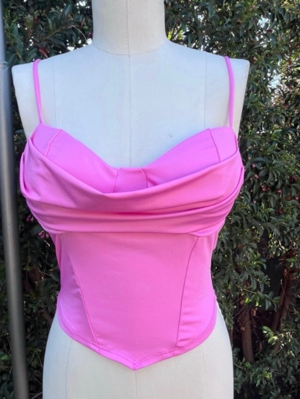 Coquette Barbie Grunge Pink Corset Cami Top Women’s Size M Draped Bust Bustier